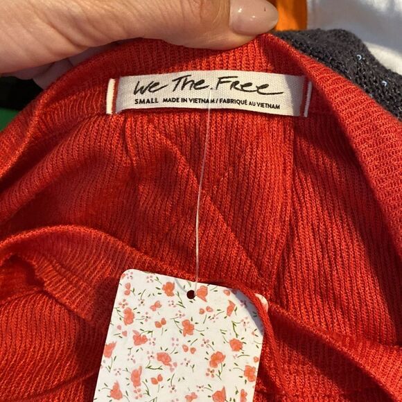 NWT Free People Womens Snowy Thermal Top in Heatwave Orange Red - Picture 8 of 11